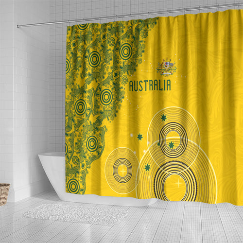 Australia National Football Shower Curtain Socceroos-Aboriginal Dot Art Heritage Graphic