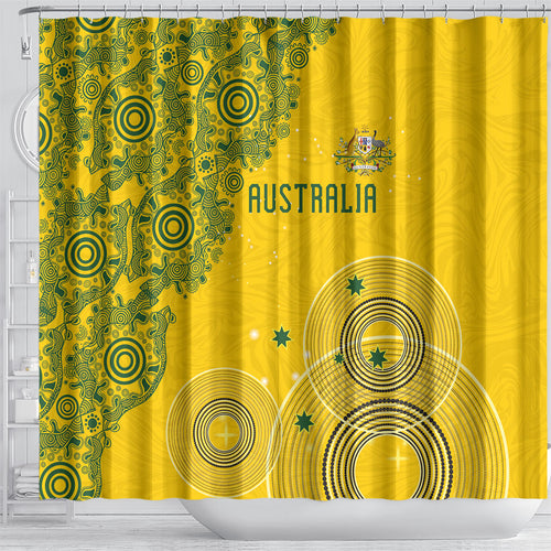 Australia National Football Shower Curtain Socceroos-Aboriginal Dot Art Heritage Graphic
