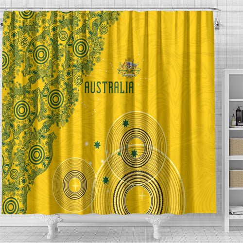 Australia National Football Shower Curtain Socceroos-Aboriginal Dot Art Heritage Graphic