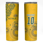 Custom Australia National Football Skinny Tumbler Socceroos-Aboriginal Dot Art Heritage Graphic