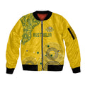 Custom Australia National Football Sleeve Zip Bomber Jacket Socceroos-Aboriginal Dot Art Heritage Graphic