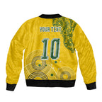 Custom Australia National Football Sleeve Zip Bomber Jacket Socceroos-Aboriginal Dot Art Heritage Graphic