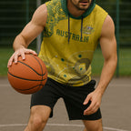 Custom Australia National Football Sleeveless Hoodie Socceroos-Aboriginal Dot Art Heritage Graphic