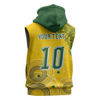 Custom Australia National Football Sleeveless Zip Hoodie Socceroos-Aboriginal Dot Art Heritage Graphic