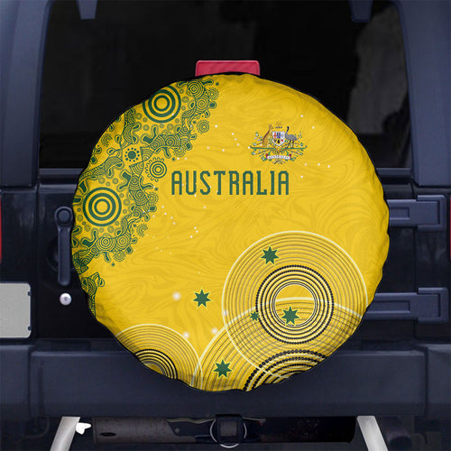 Australia National Football Spare Tire Cover Socceroos-Aboriginal Dot Art Heritage Graphic