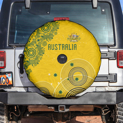 Australia National Football Spare Tire Cover Socceroos-Aboriginal Dot Art Heritage Graphic