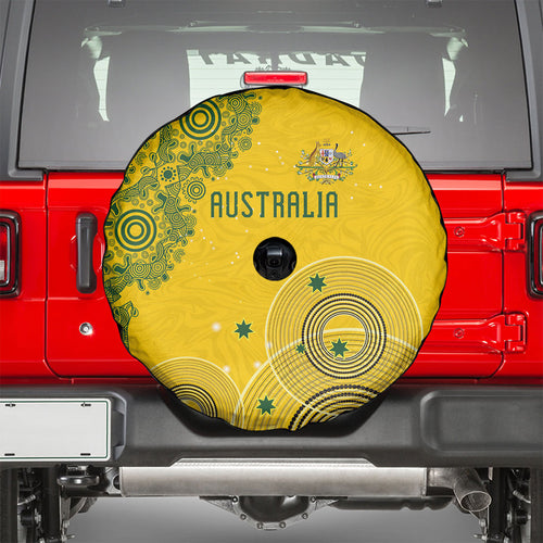Australia National Football Spare Tire Cover Socceroos-Aboriginal Dot Art Heritage Graphic