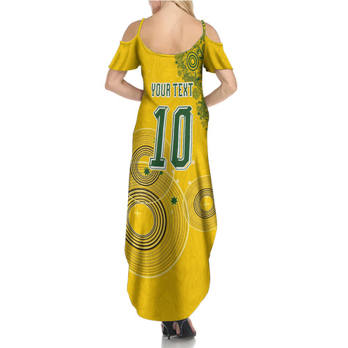 Custom Australia National Football Summer Maxi Dress Socceroos-Aboriginal Dot Art Heritage Graphic