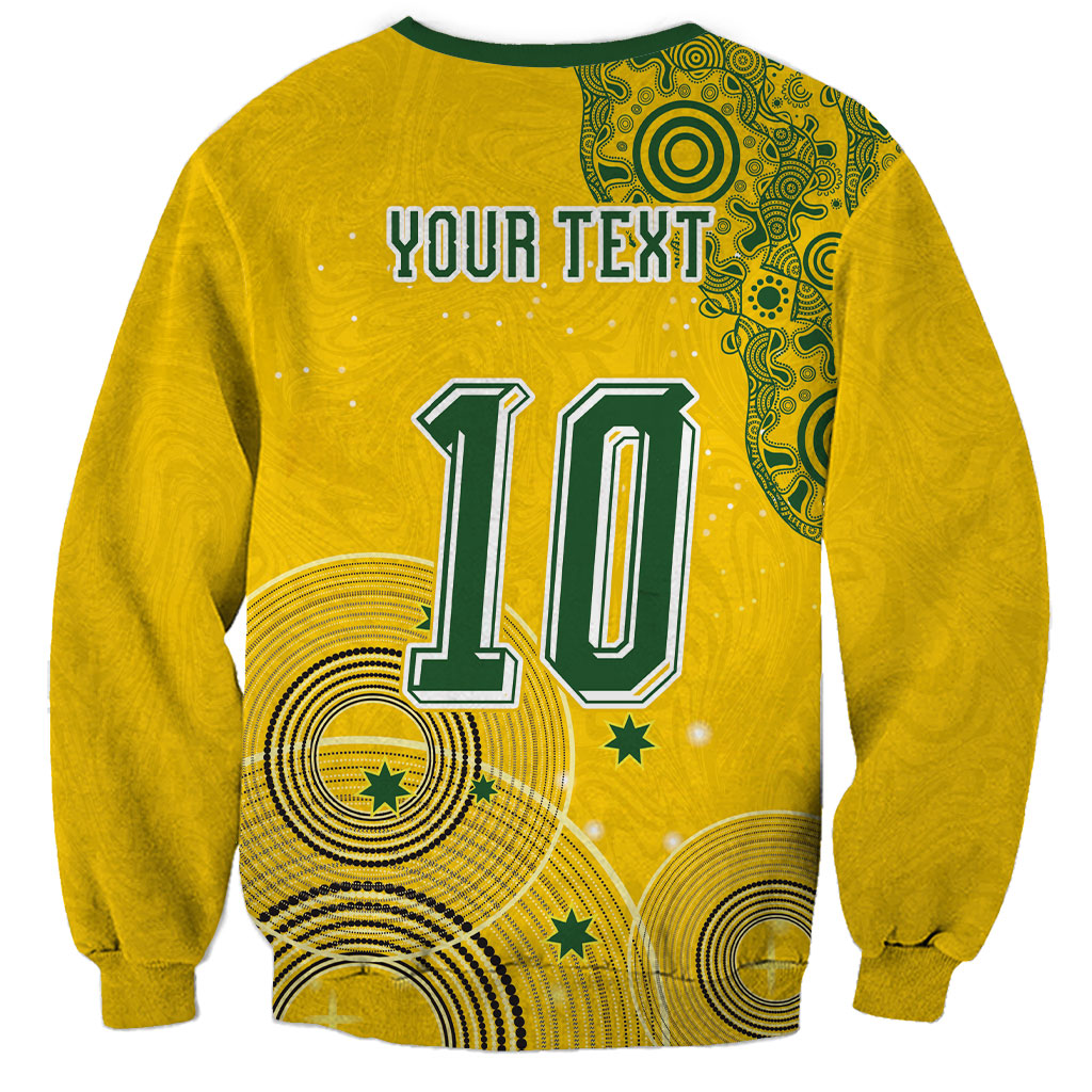 Custom Australia National Football Sweatshirt Socceroos-Aboriginal Dot Art Heritage Graphic