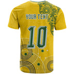 Custom Australia National Football T Shirt Socceroos-Aboriginal Dot Art Heritage Graphic