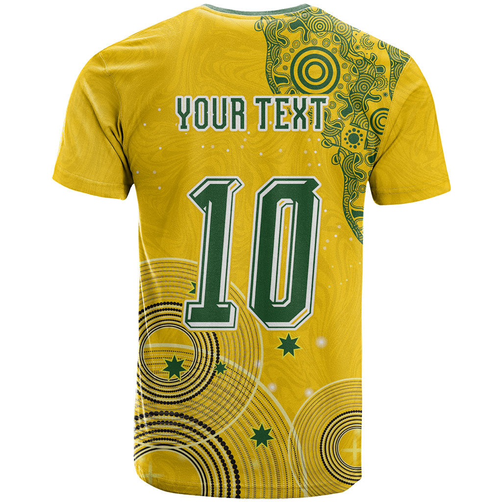 Custom Australia National Football T Shirt Socceroos-Aboriginal Dot Art Heritage Graphic