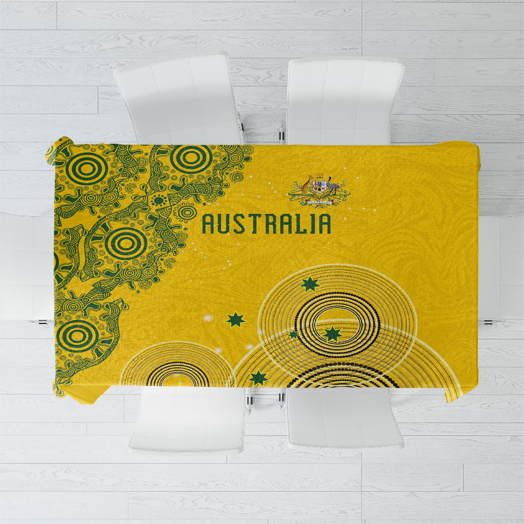 Australia National Football Tablecloth Socceroos-Aboriginal Dot Art Heritage Graphic