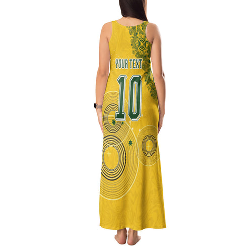 Custom Australia National Football Tank Maxi Dress Socceroos-Aboriginal Dot Art Heritage Graphic