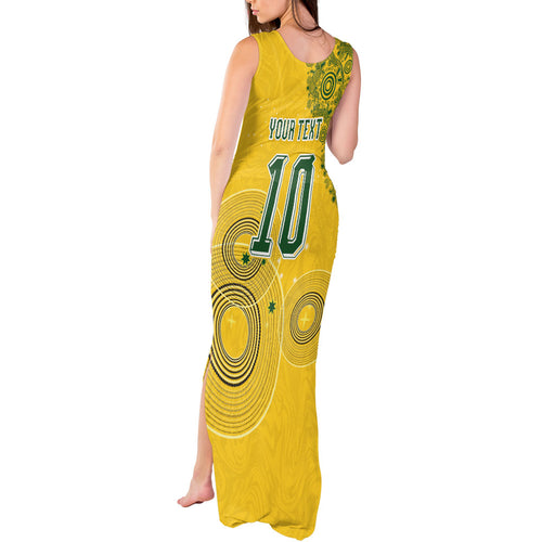 Custom Australia National Football Tank Maxi Dress Socceroos-Aboriginal Dot Art Heritage Graphic