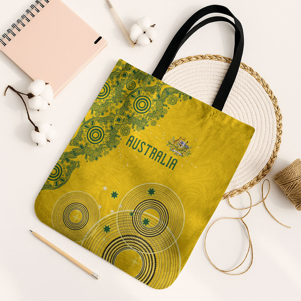 Australia National Football Tote Bag Socceroos-Aboriginal Dot Art Heritage Graphic
