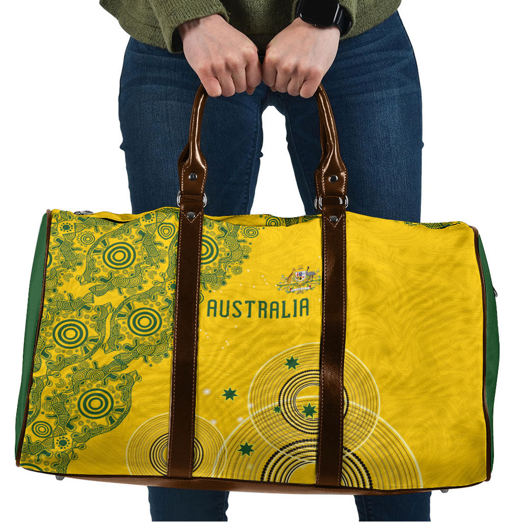 Australia National Football Travel Bag Socceroos-Aboriginal Dot Art Heritage Graphic