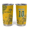 Custom Australia National Football Tumbler Cup Socceroos-Aboriginal Dot Art Heritage Graphic