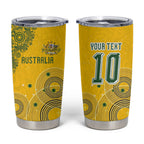 Custom Australia National Football Tumbler Cup Socceroos-Aboriginal Dot Art Heritage Graphic
