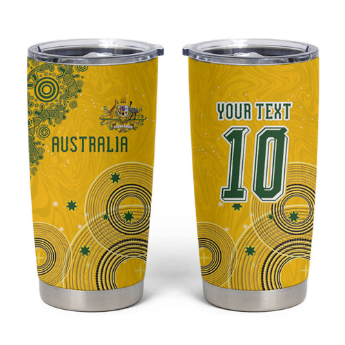 Custom Australia National Football Tumbler Cup Socceroos-Aboriginal Dot Art Heritage Graphic