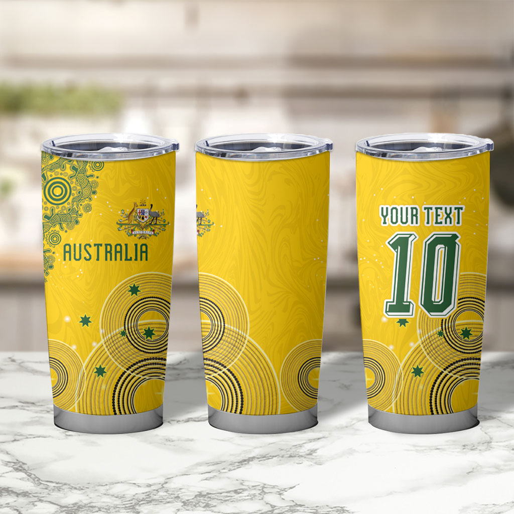 Custom Australia National Football Tumbler Cup Socceroos-Aboriginal Dot Art Heritage Graphic