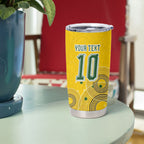 Custom Australia National Football Tumbler Cup Socceroos-Aboriginal Dot Art Heritage Graphic