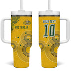 Custom Australia National Football Tumbler With Handle Socceroos-Aboriginal Dot Art Heritage Graphic