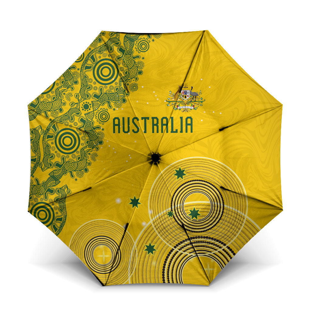 Australia National Football Umbrella Socceroos-Aboriginal Dot Art Heritage Graphic