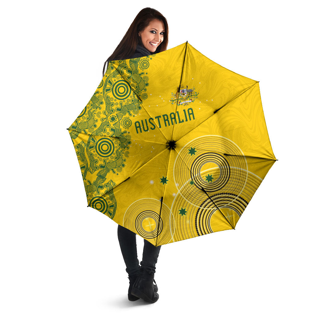 Australia National Football Umbrella Socceroos-Aboriginal Dot Art Heritage Graphic