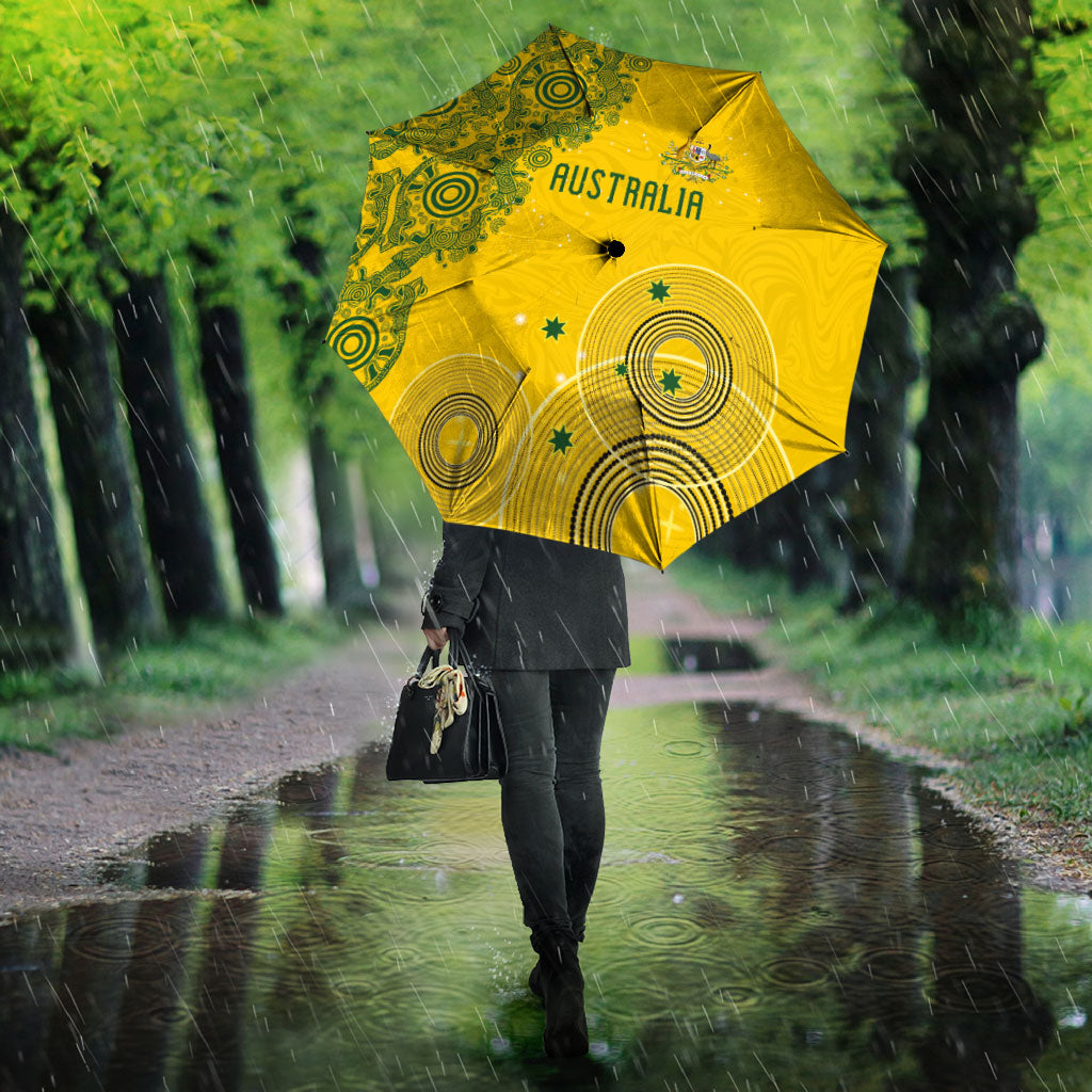 Australia National Football Umbrella Socceroos-Aboriginal Dot Art Heritage Graphic