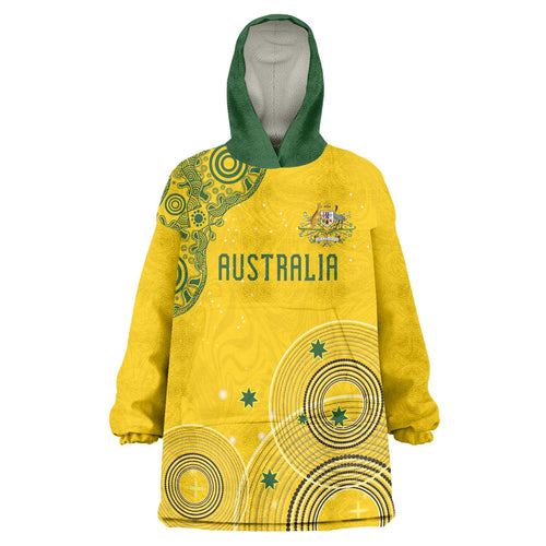 Custom Australia National Football Wearable Blanket Hoodie Socceroos-Aboriginal Dot Art Heritage Graphic