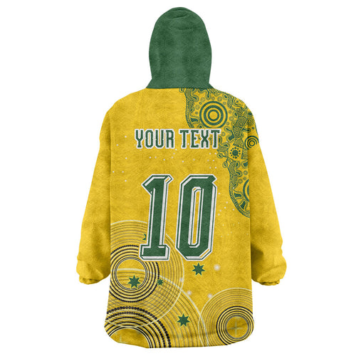 Custom Australia National Football Wearable Blanket Hoodie Socceroos-Aboriginal Dot Art Heritage Graphic