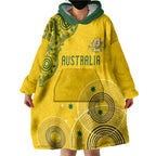 Custom Australia National Football Wearable Blanket Hoodie Socceroos-Aboriginal Dot Art Heritage Graphic