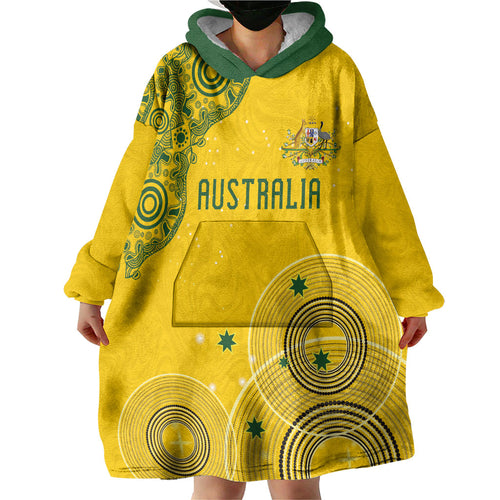 Custom Australia National Football Wearable Blanket Hoodie Socceroos-Aboriginal Dot Art Heritage Graphic