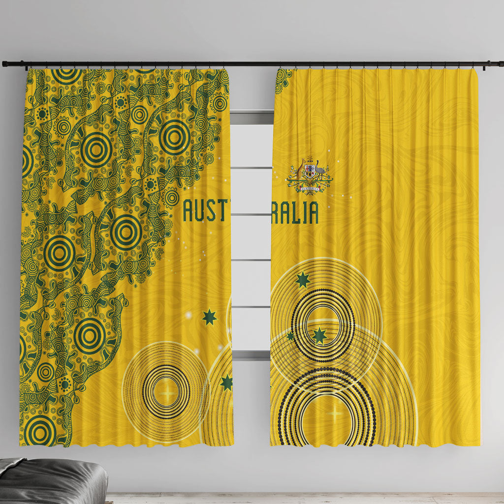 Australia National Football Window Curtain Socceroos-Aboriginal Dot Art Heritage Graphic