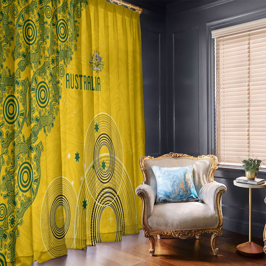 Australia National Football Window Curtain Socceroos-Aboriginal Dot Art Heritage Graphic