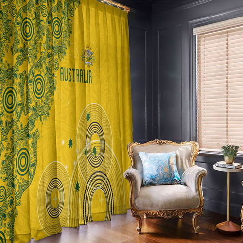 Australia National Football Window Curtain Socceroos-Aboriginal Dot Art Heritage Graphic