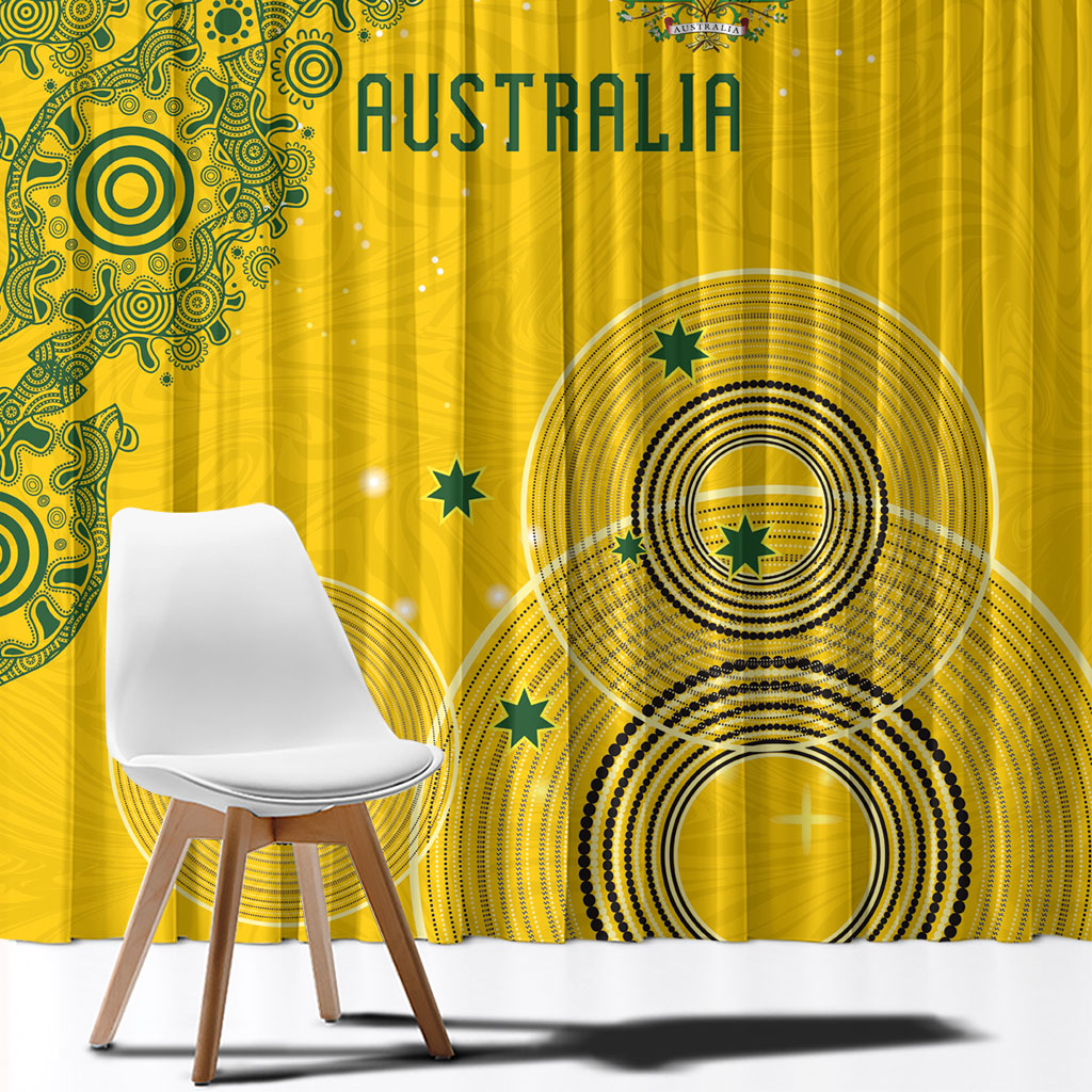 Australia National Football Window Curtain Socceroos-Aboriginal Dot Art Heritage Graphic