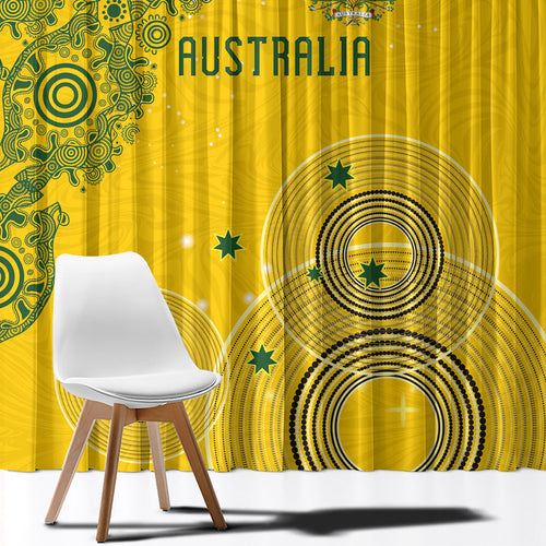 Australia National Football Window Curtain Socceroos-Aboriginal Dot Art Heritage Graphic