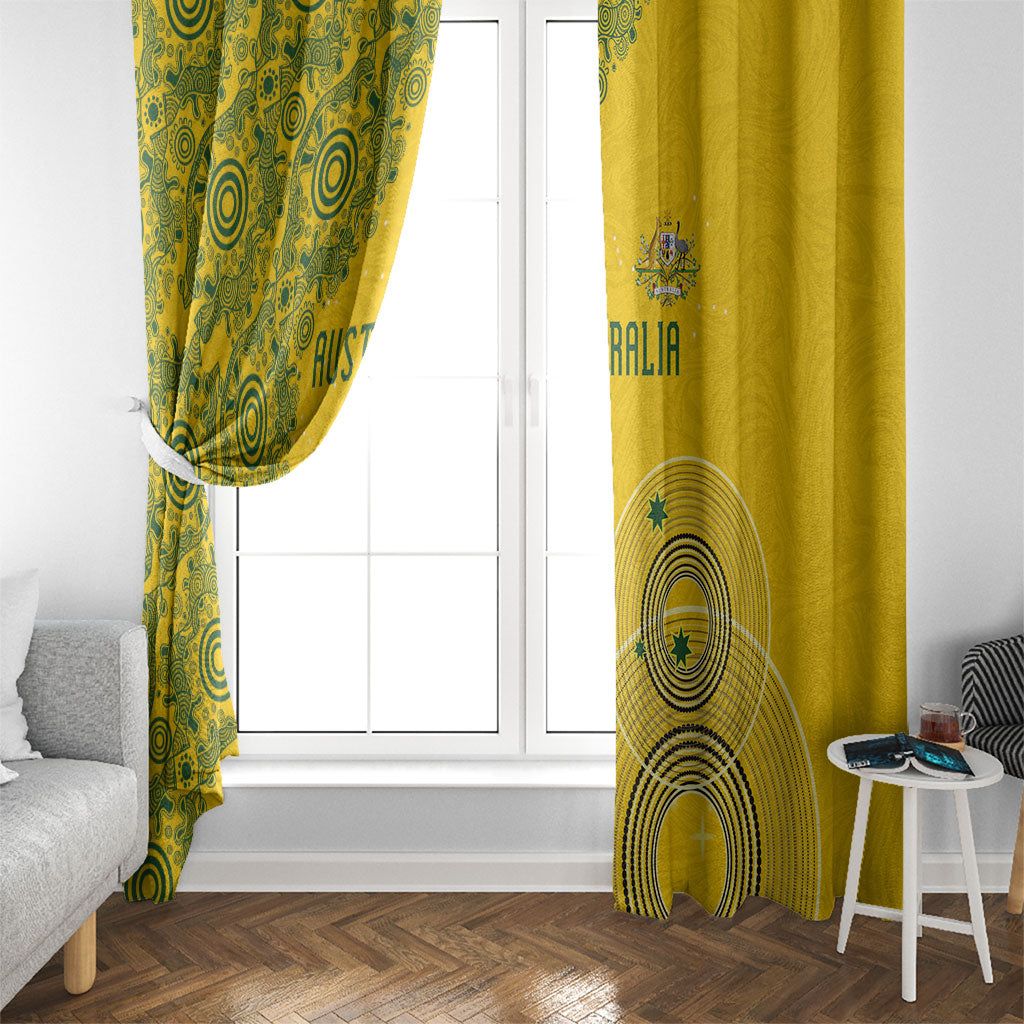 Australia National Football Window Curtain Socceroos-Aboriginal Dot Art Heritage Graphic