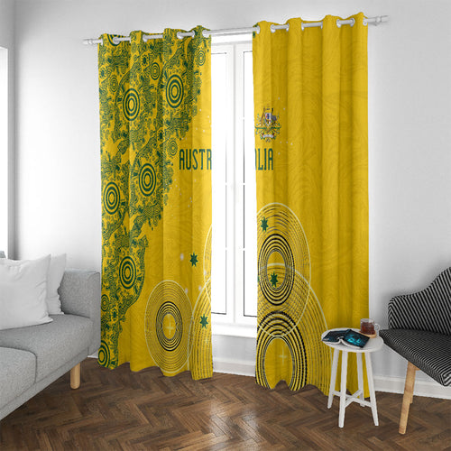 Australia National Football Window Curtain Socceroos-Aboriginal Dot Art Heritage Graphic