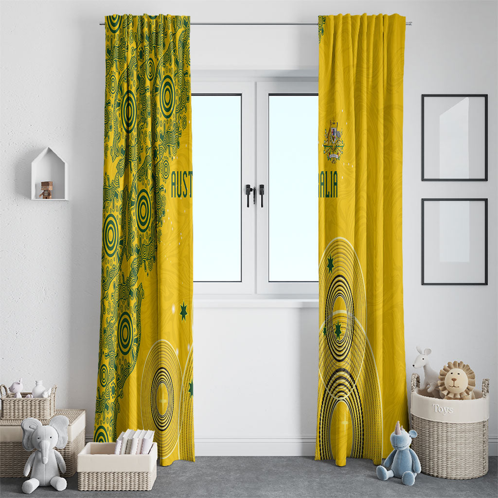 Australia National Football Window Curtain Socceroos-Aboriginal Dot Art Heritage Graphic