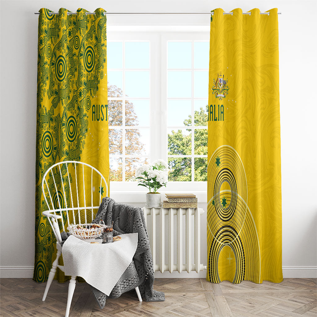 Australia National Football Window Curtain Socceroos-Aboriginal Dot Art Heritage Graphic
