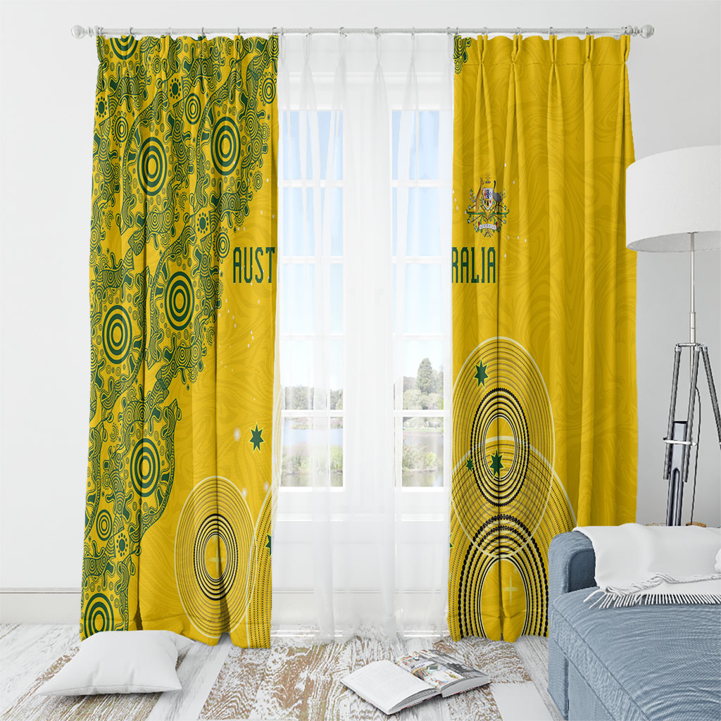 Australia National Football Window Curtain Socceroos-Aboriginal Dot Art Heritage Graphic