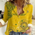 Custom Australia National Football Women Casual Shirt Socceroos-Aboriginal Dot Art Heritage Graphic