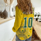 Custom Australia National Football Women Casual Shirt Socceroos-Aboriginal Dot Art Heritage Graphic