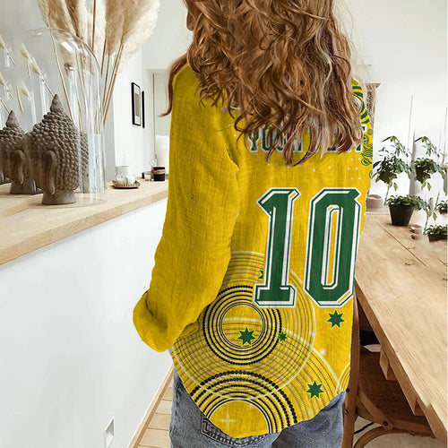 Custom Australia National Football Women Casual Shirt Socceroos-Aboriginal Dot Art Heritage Graphic
