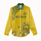 Custom Australia National Football Women Casual Shirt Socceroos-Aboriginal Dot Art Heritage Graphic