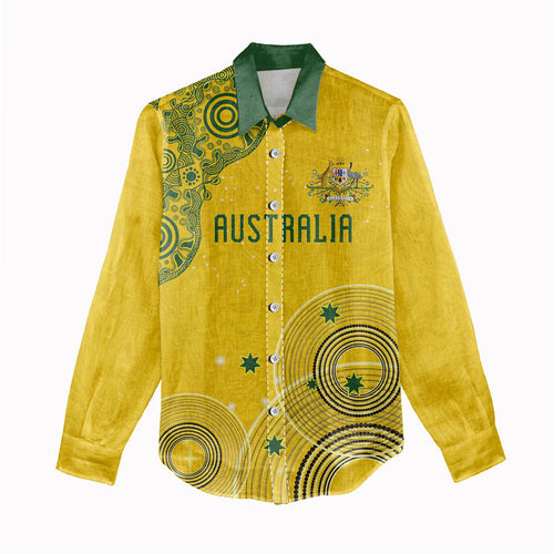 Custom Australia National Football Women Casual Shirt Socceroos-Aboriginal Dot Art Heritage Graphic