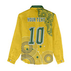 Custom Australia National Football Women Casual Shirt Socceroos-Aboriginal Dot Art Heritage Graphic