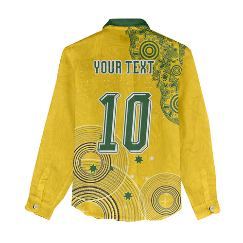Custom Australia National Football Women Casual Shirt Socceroos-Aboriginal Dot Art Heritage Graphic